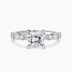 Ringlamour Hidden Halo Princess Cut Moissanite Engagement Ring