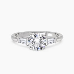 Ringlamour Round Cut Moissanite Three Stone Engagement Ring