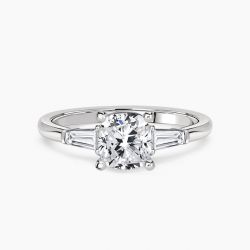 Ringlamour Cushion Cut Moissanite Three Stone Engagement Ring