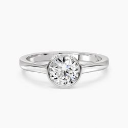 Ringlamour Bezel Round Cut Moissanite Solitaire Engagement Ring