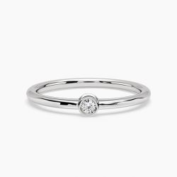 Ringlamour Bezel Setting Moissanite Wedding Band Stackable Ring