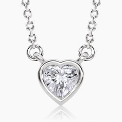 Ringlamour Bezel Heart Moissanite Solitaire Pendant Necklace