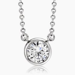 Ringlamour Bezel Round Moissanite Solitaire Pendant Necklace