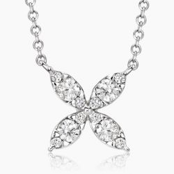 Ringlamour Round Cut Moissanite Flora Pendant Necklace