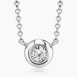 Ringlamour Bezel Setting Round Moissanite Pendant Necklace