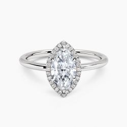 Ringlamour Marquise Cut Moissanite Halo Engagement Ring