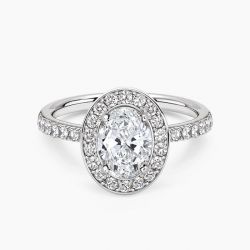 Ringlamour Oval Cut Moissanite Halo Engagement Ring