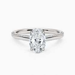 Ringlamour Oval Cut Moissanite Engagement Ring Hidden Halo