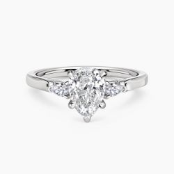 Ringlamour Pear Cut Moissanite Three Stone Engagement Ring