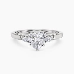 Ringlamour Heart Cut Moissanite Three Stone Engagement Ring