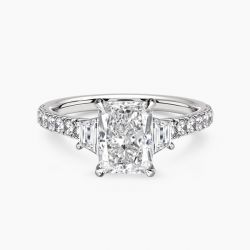 Ringlamour Radiant Cut Three Stone Moissanite Engagement Ring