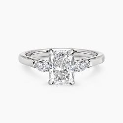 Ringlamour Radiant Cut Moissanite Three Stone Engagement Ring