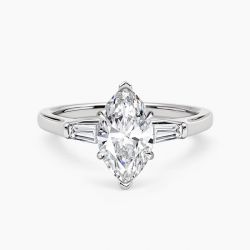 Ringlamour Marquise Cut Moissanite Three Stone Engagement Ring