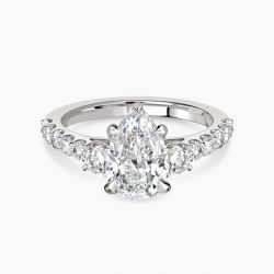 Ringlamour 5 Prong Pear Cut Moissanite Engagement Ring