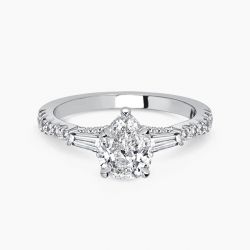 Ringlamour Pear Cut Moissanite Engagement Ring Hidden Halo