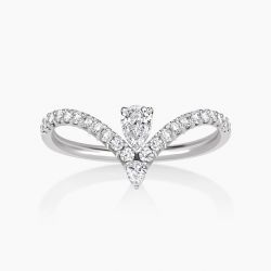 Ringlamour Pear Moissanite Half Eternity Chevron Engagement Ring