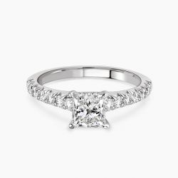 Ringlamour Princess Cut Moissanite Engagement Ring Hidden Halo