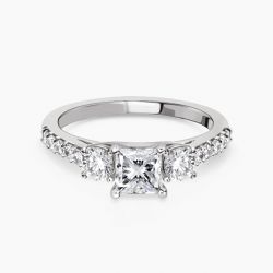 Ringlamour Princess & Round Cut Moissanite Engagement Ring