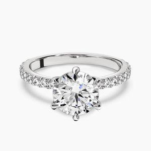 Ringlamour Round Moissanite 6 Prong Shoulder Set Ring